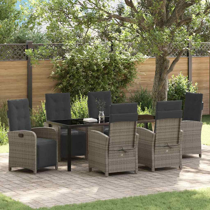 vidaXL Conjunto de Comedor de Jardín 7 uds. Gris ratán sintético