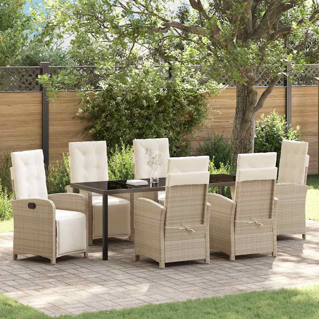 vidaXL Conjunto de Comedor de Jardín 7 uds. Beige ratán sintético