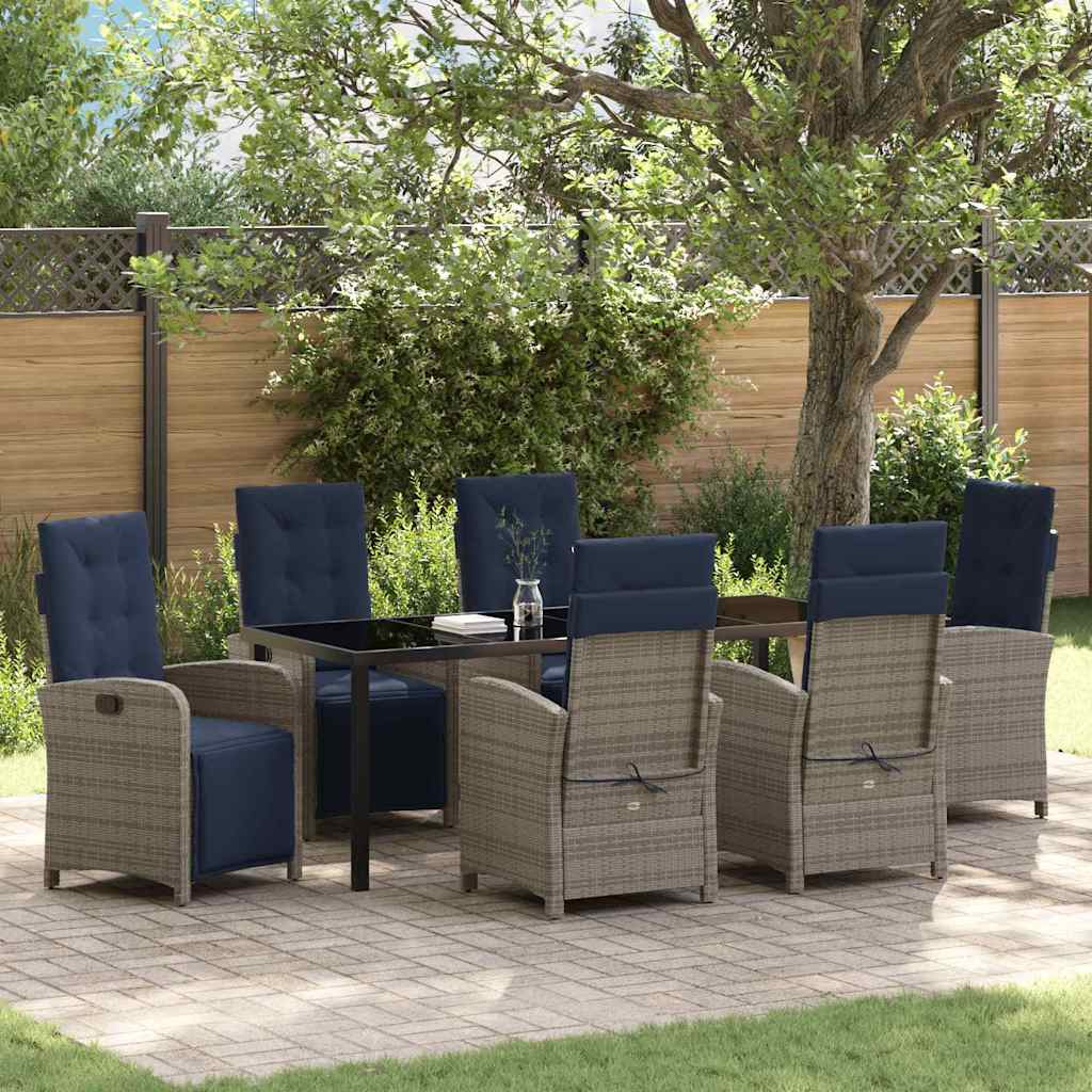 vidaXL Conjunto de Comedor de Jardín 7 uds. Gris ratán sintético