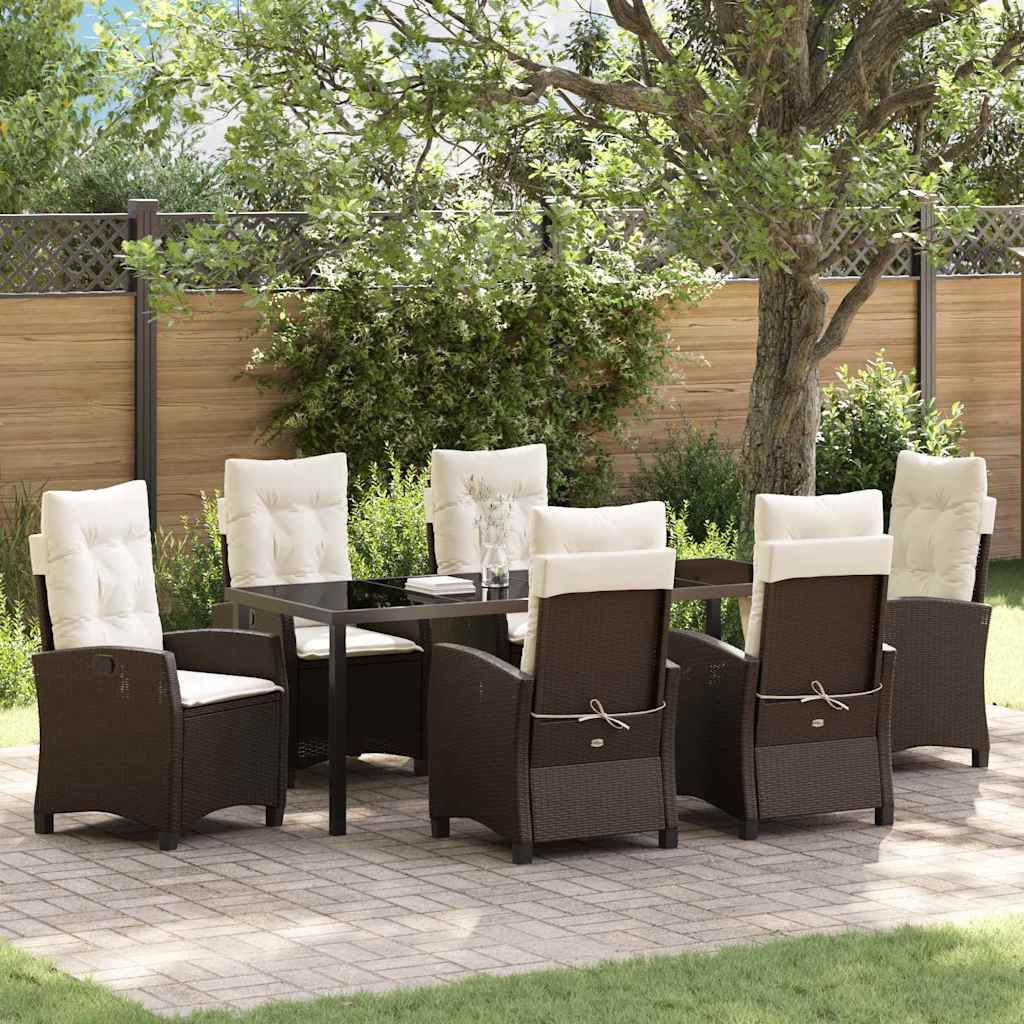 vidaXL Conjunto de Comedor de Jardín 7 uds. Marrón ratán sintético