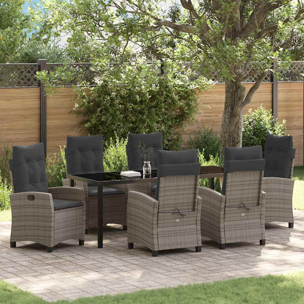 vidaXL Conjunto de Comedor de Jardín 7 uds. Gris ratán sintético