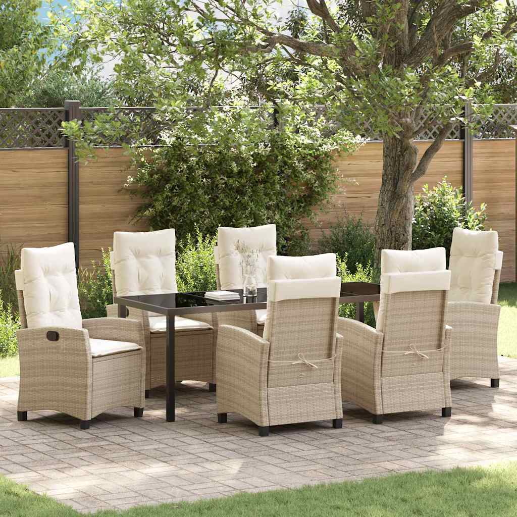 vidaXL Conjunto de Comedor de Jardín 7 uds. Beige ratán sintético