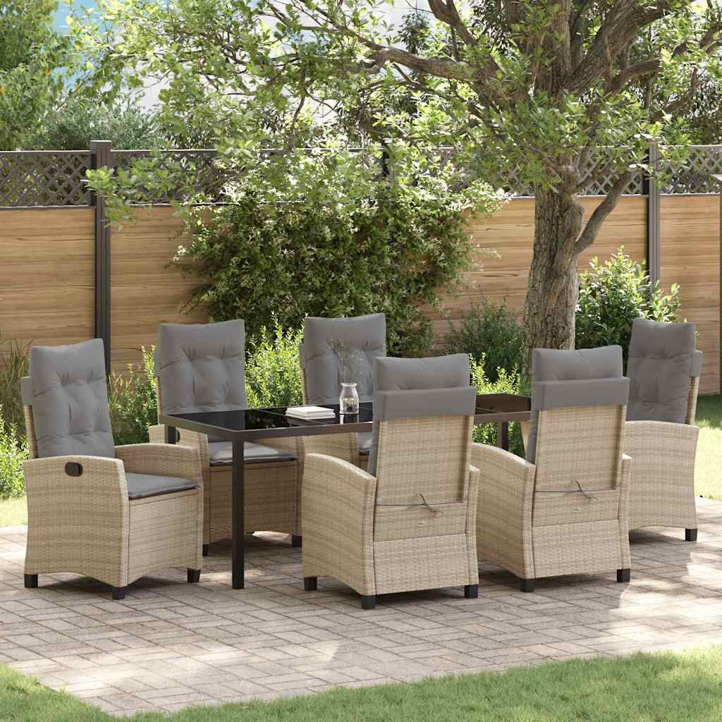 vidaXL Conjunto de Comedor de Jardín 7 uds. Beige ratán sintético