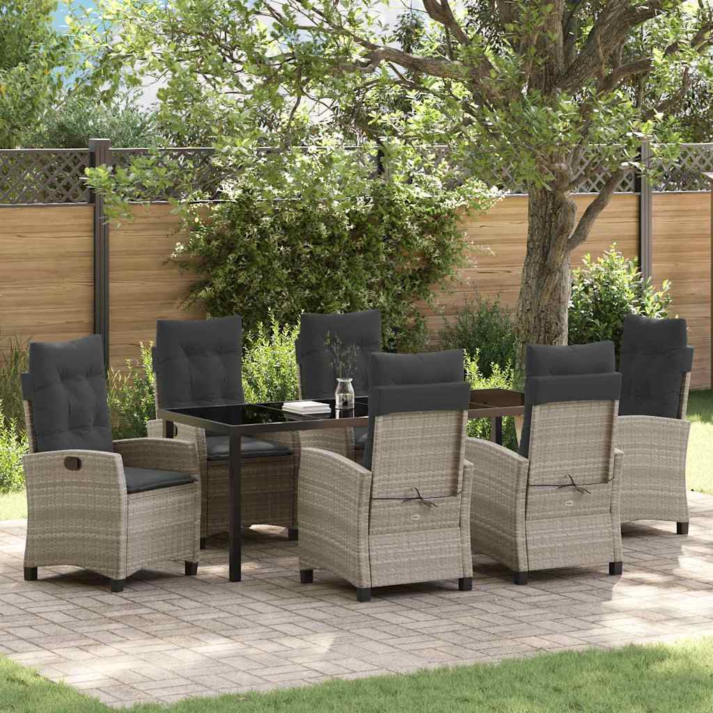 vidaXL Conjunto de Comedor de Jardín 7 uds. Gris Claro ratán sintético