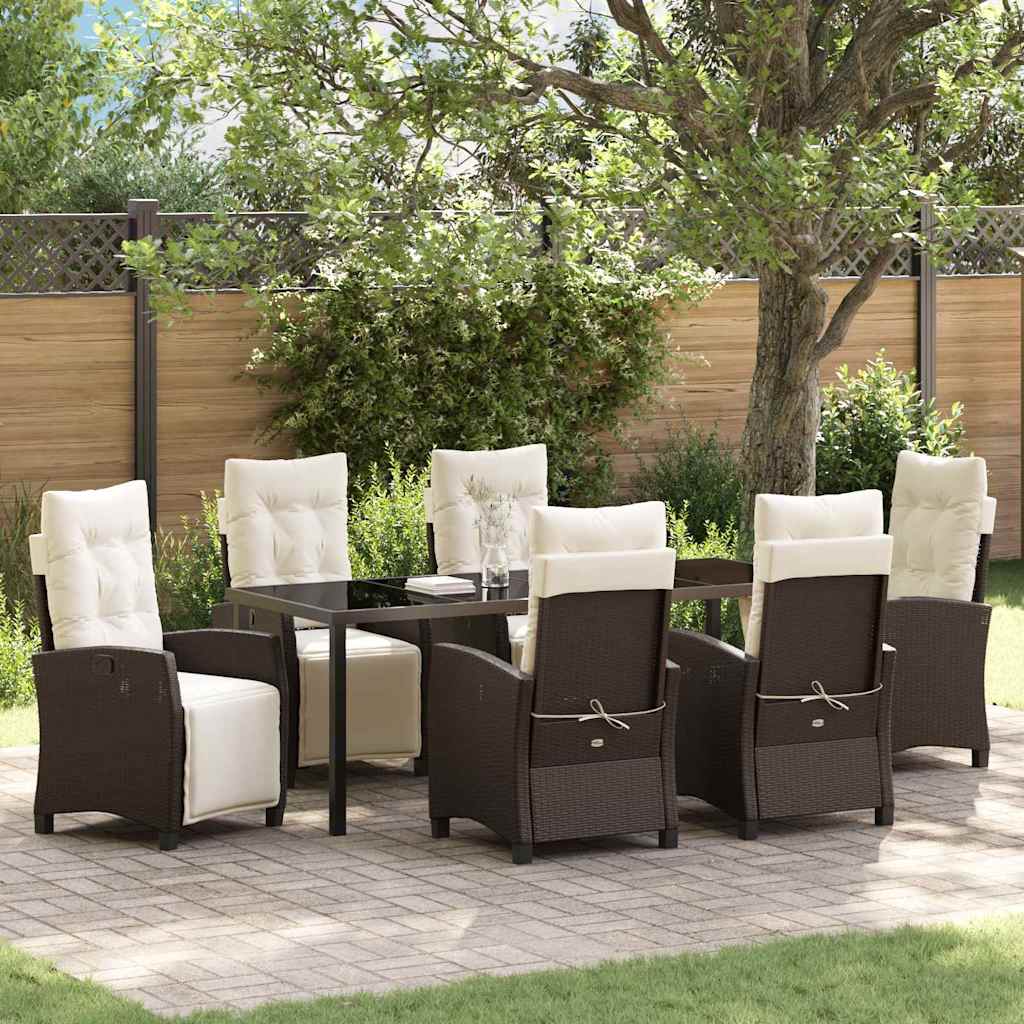 vidaXL Conjunto de Comedor de Jardín 7 uds. Marrón ratán sintético