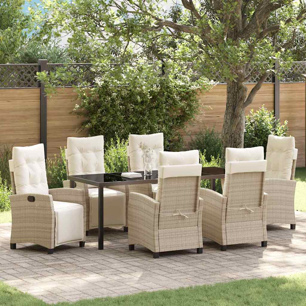 vidaXL Conjunto de Comedor de Jardín 7 uds. Beige ratán sintético