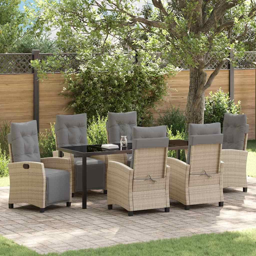 vidaXL Conjunto de Comedor de Jardín 7 uds. Beige ratán sintético