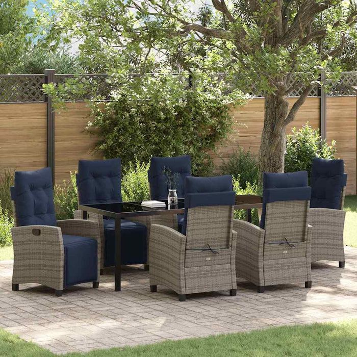 vidaXL Conjunto de Comedor de Jardín 7 uds. Gris ratán sintético