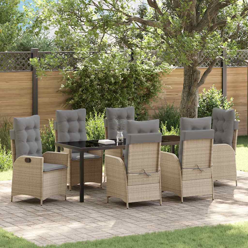 vidaXL Conjunto de Comedor de Jardín 7 uds. Beige ratán sintético