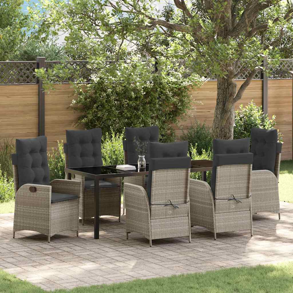 vidaXL Conjunto de Comedor de Jardín 7 uds. Gris Claro ratán sintético