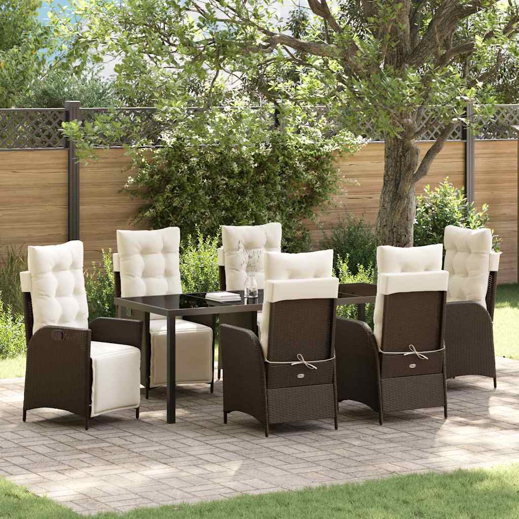 vidaXL Conjunto de Comedor de Jardín 7 uds. Marrón ratán sintético