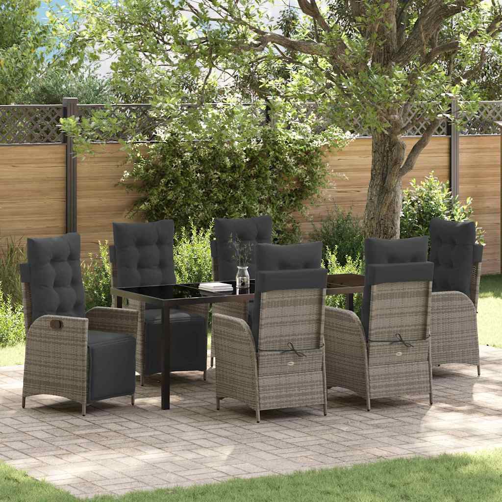vidaXL Conjunto de Comedor de Jardín 7 uds. Gris ratán sintético