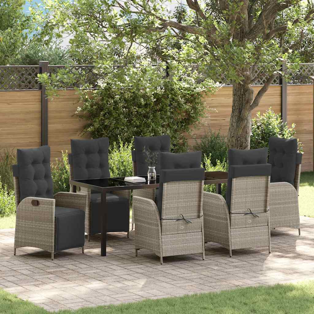 vidaXL Conjunto de Comedor de Jardín 7 uds. Gris Claro ratán sintético