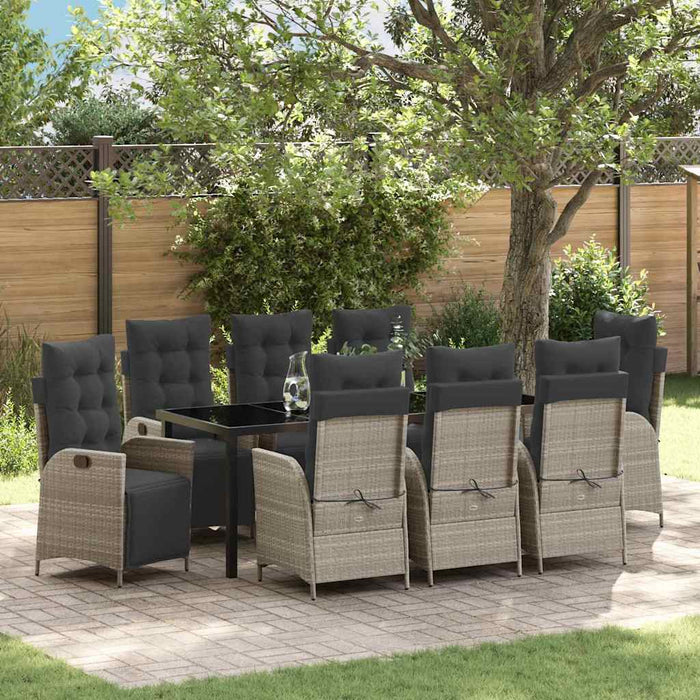 vidaXL Conjunto de Comedor de Jardín 9 uds. Gris Claro ratán sintético