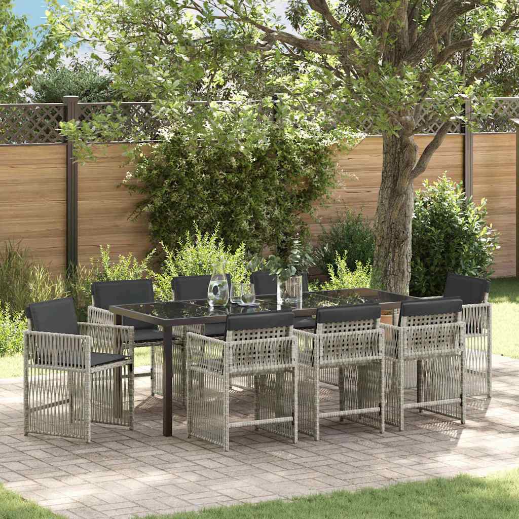 vidaXL Conjunto de Comedor de Jardín 9 uds. Gris Claro