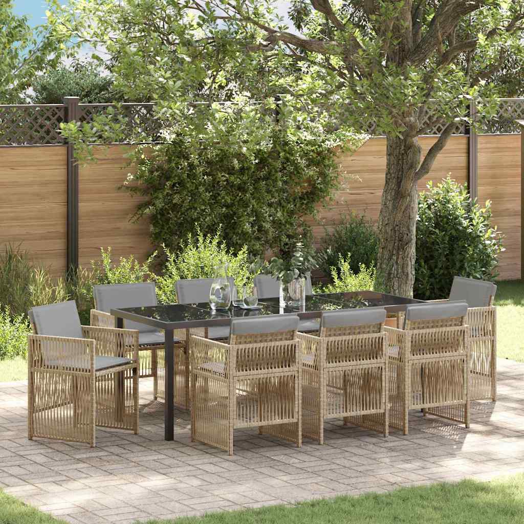 vidaXL Conjunto de Comedor de Jardín 9 uds. Beige