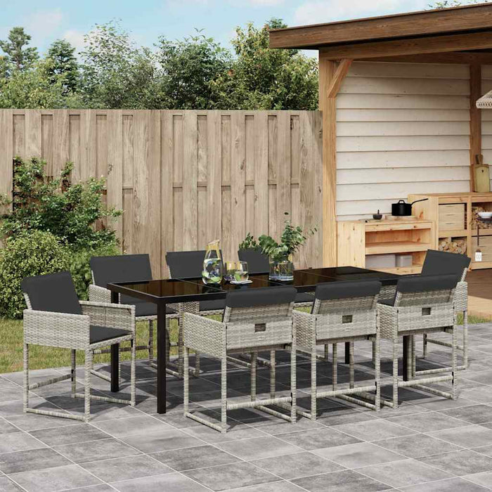 vidaXL Conjunto de Comedor de Jardín 9 uds. Gris Claro ratán sintético
