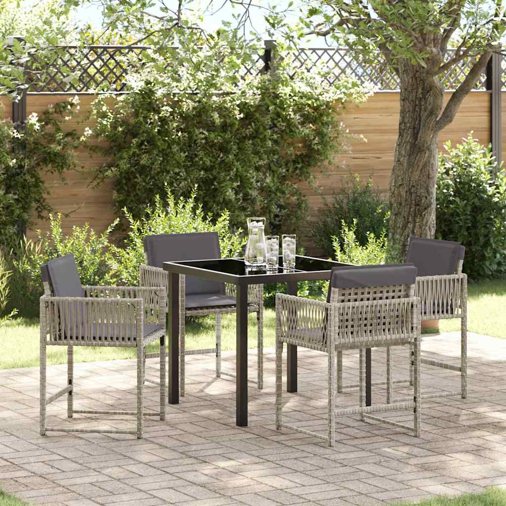 vidaXL Conjunto de Comedor de Jardín 5 uds. Gris Claro ratán sintético