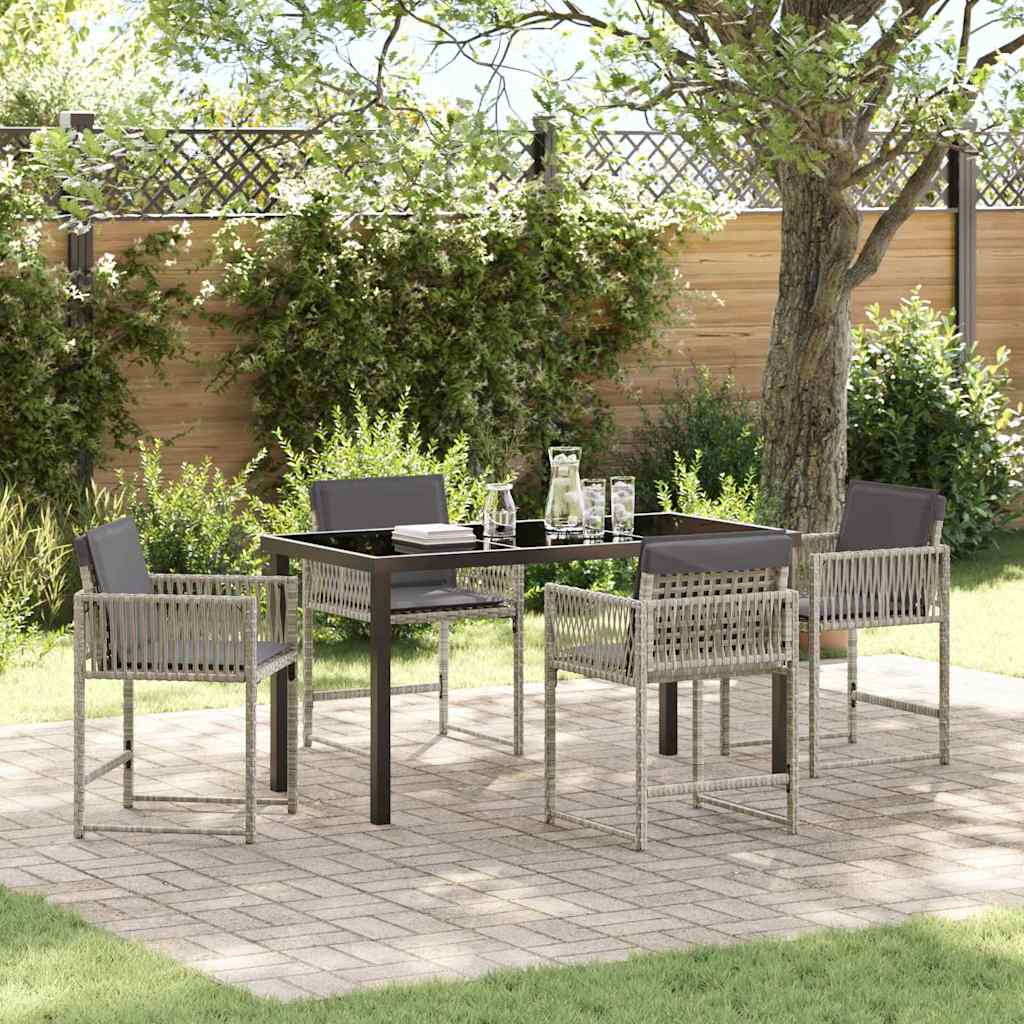 vidaXL Conjunto de Comedor de Jardín 5 uds. Gris Claro ratán sintético