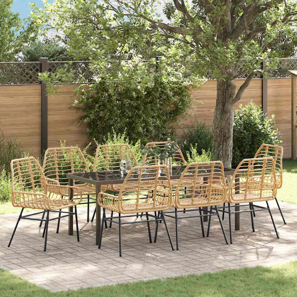 vidaXL Conjunto de Comedor de Jardín 9 uds. Marrón ratán sintético