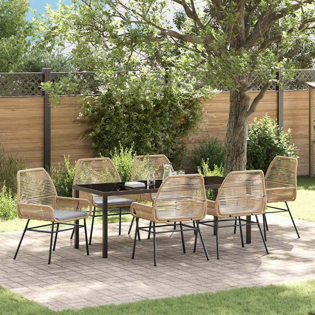 vidaXL Conjunto de Comedor de Jardín 7 uds. Marrón ratán sintético