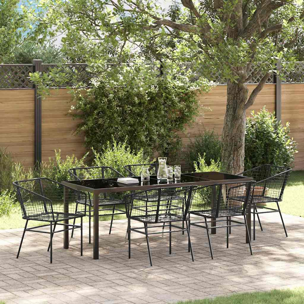 vidaXL Conjunto de Comedor de Jardín 7 uds. Negro ratán sintético