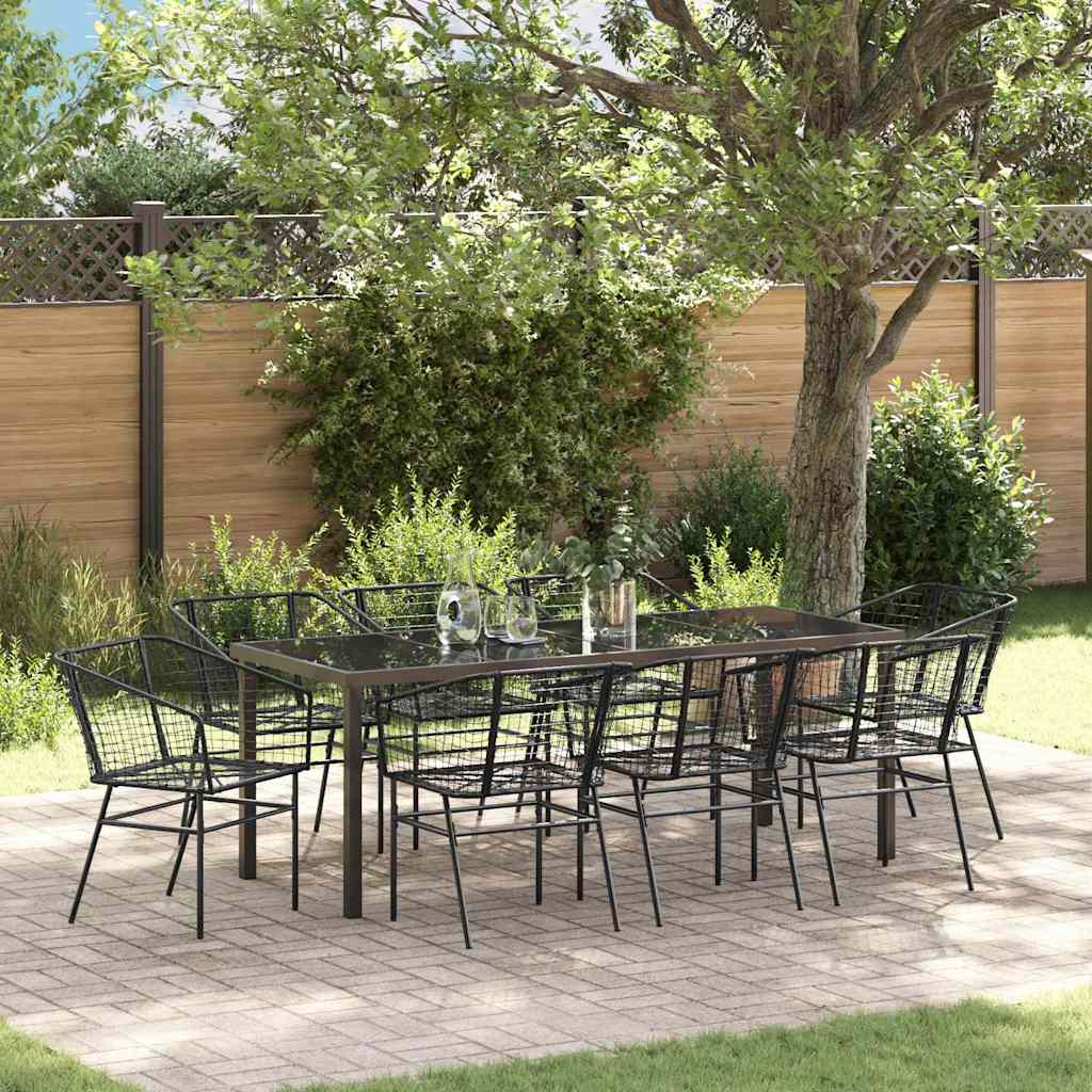 vidaXL Conjunto de Comedor de Jardín 9 uds. Negro ratán sintético