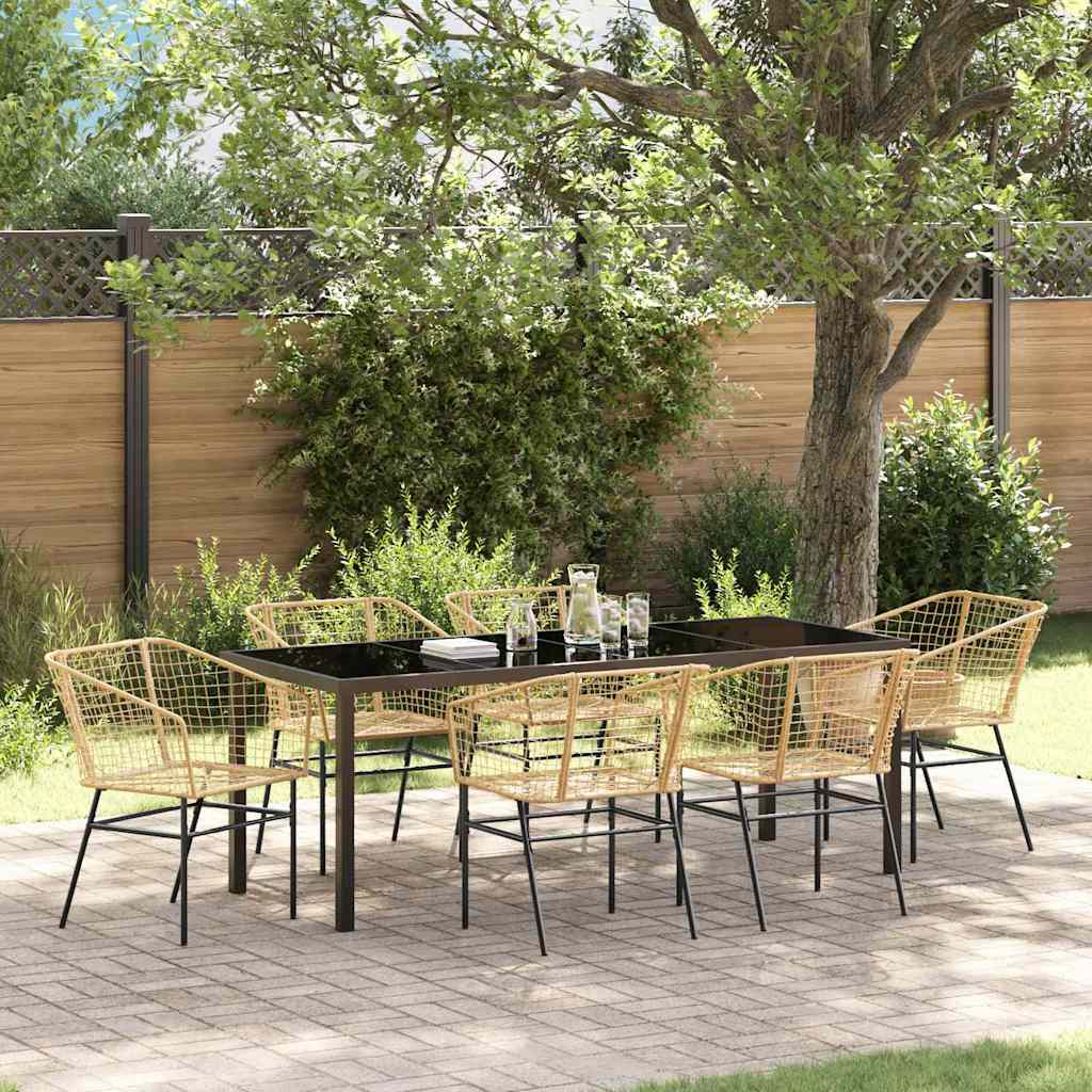 vidaXL Conjunto de Comedor de Jardín 7 uds. Marrón ratán sintético