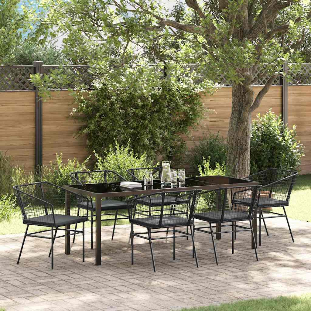 vidaXL Conjunto de Comedor de Jardín 7 uds. Negro ratán sintético