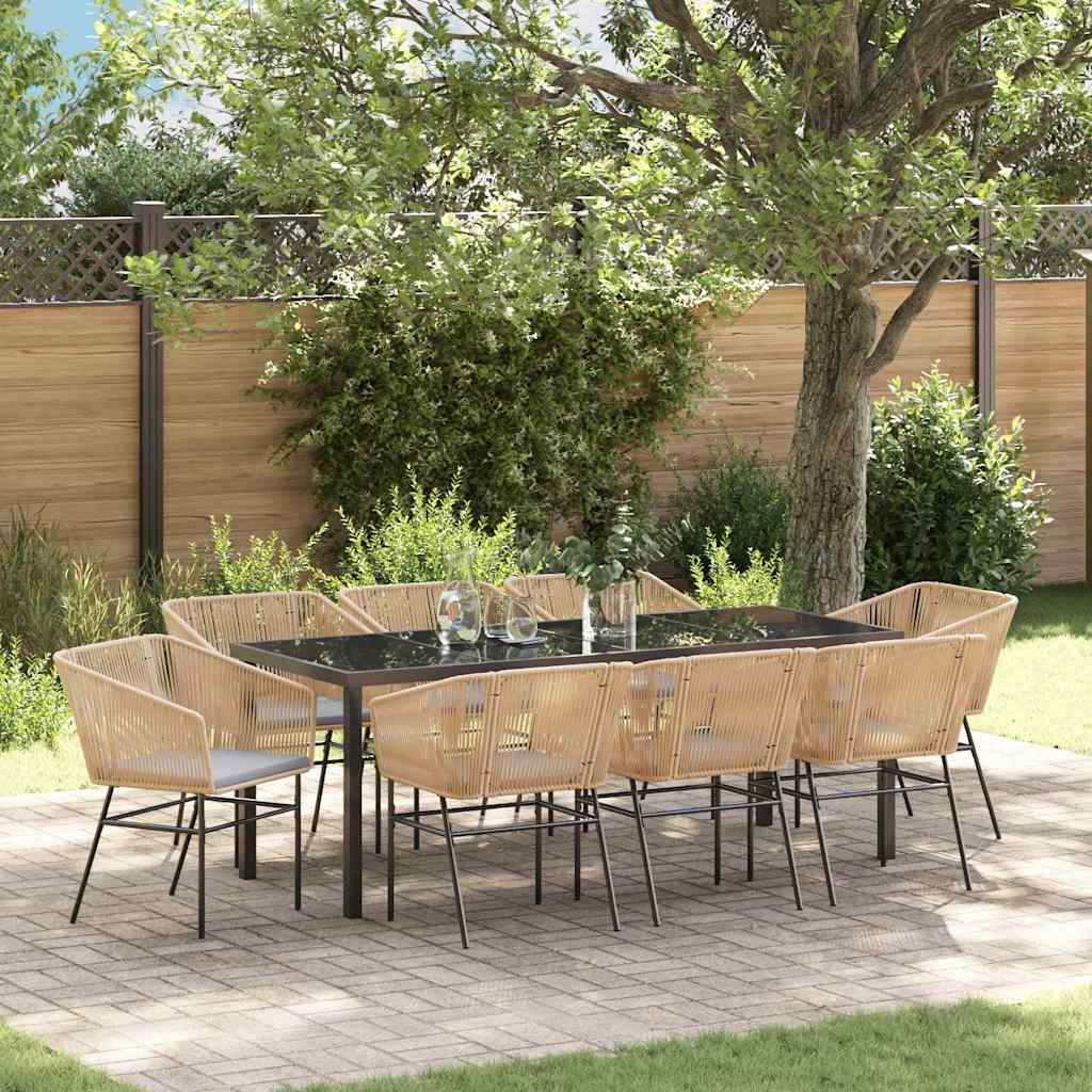 vidaXL Conjunto de Comedor de Jardín 9 uds. Marrón