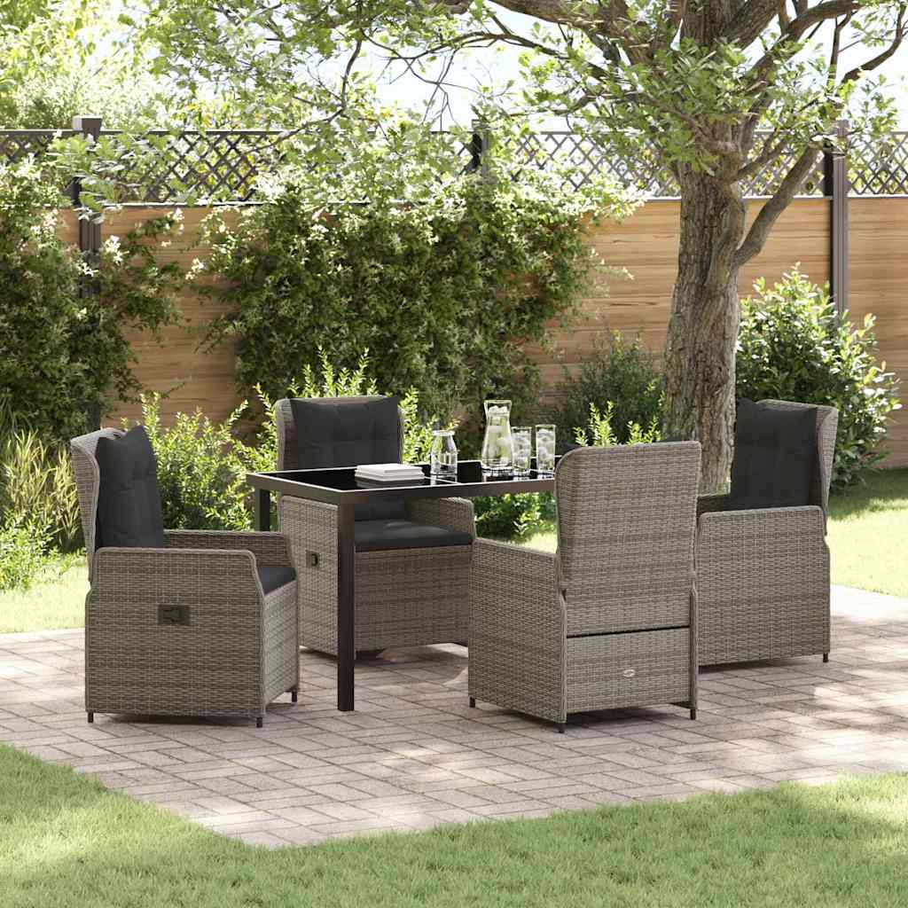 vidaXL Conjunto de Comedor de Jardín 5 uds. Gris ratán sintético
