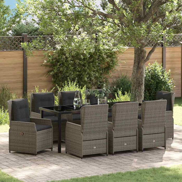 vidaXL Conjunto de Comedor de Jardín 9 uds. Gris ratán sintético