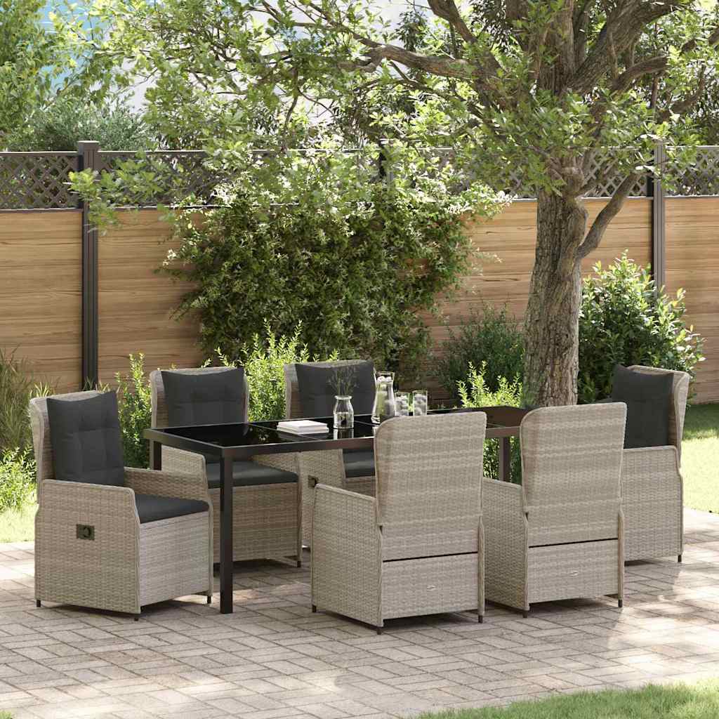 vidaXL Conjunto de Comedor de Jardín 7 uds. Gris Claro ratán sintético