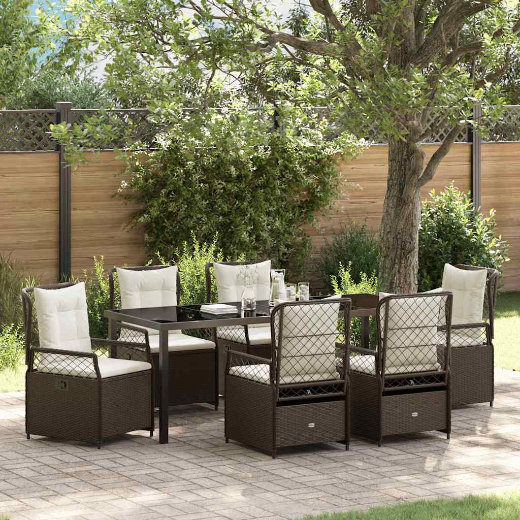 vidaXL Conjunto de Comedor de Jardín 7 uds. Marrón ratán sintético