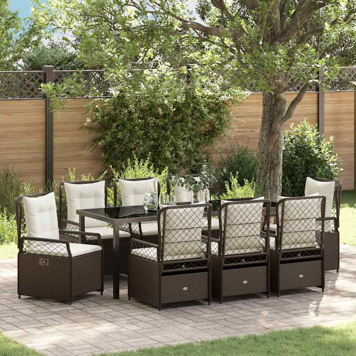 vidaXL Conjunto de Comedor de Jardín 9 uds. Marrón ratán sintético