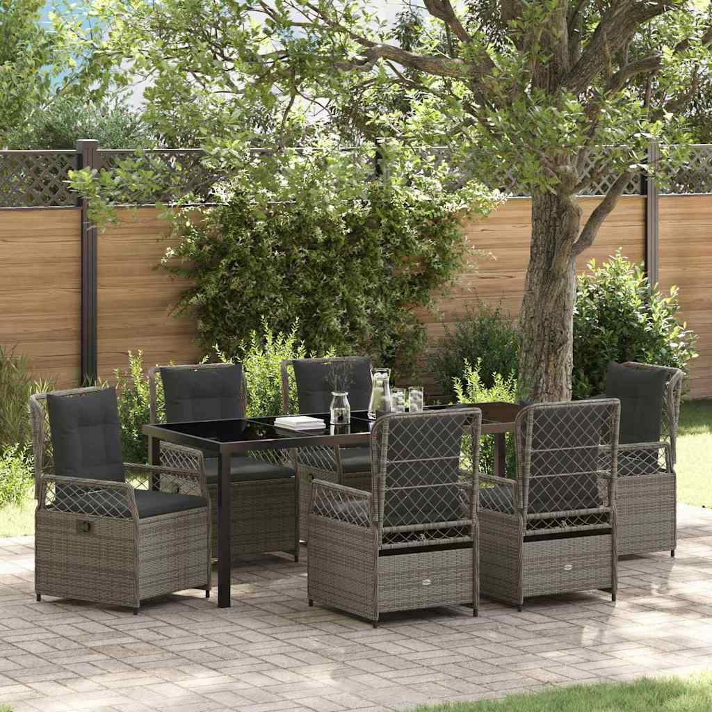 vidaXL Conjunto de Comedor de Jardín 7 uds. Gris ratán sintético