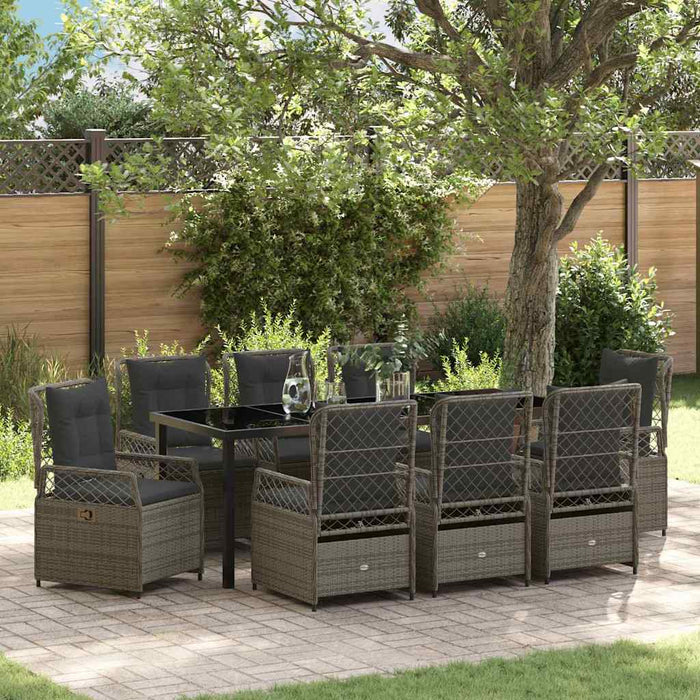 vidaXL Conjunto de Comedor de Jardín 9 uds. Gris ratán sintético