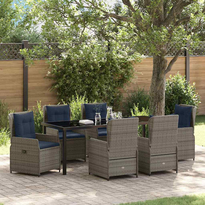 vidaXL Conjunto de Comedor de Jardín 7 uds. Gris Poliratán