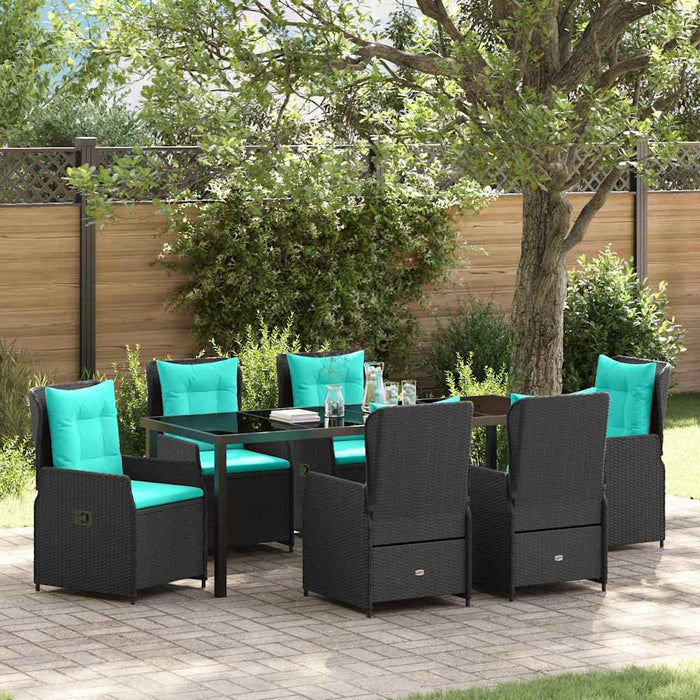 vidaXL Conjunto de Comedor de Jardín 7 uds. Negro Poliratán