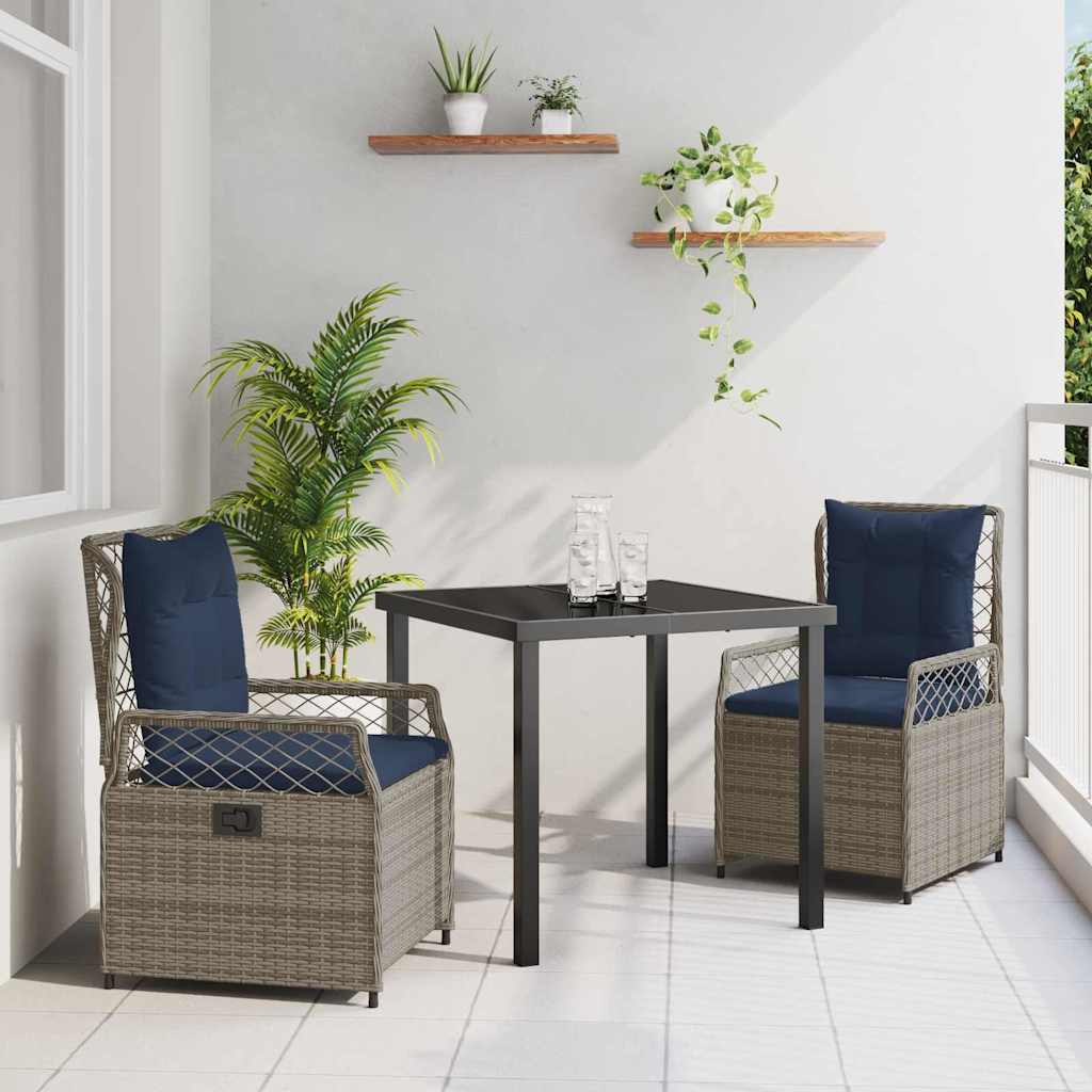 vidaXL Conjunto de Comedor de Jardín 3 uds. Gris ratán sintético