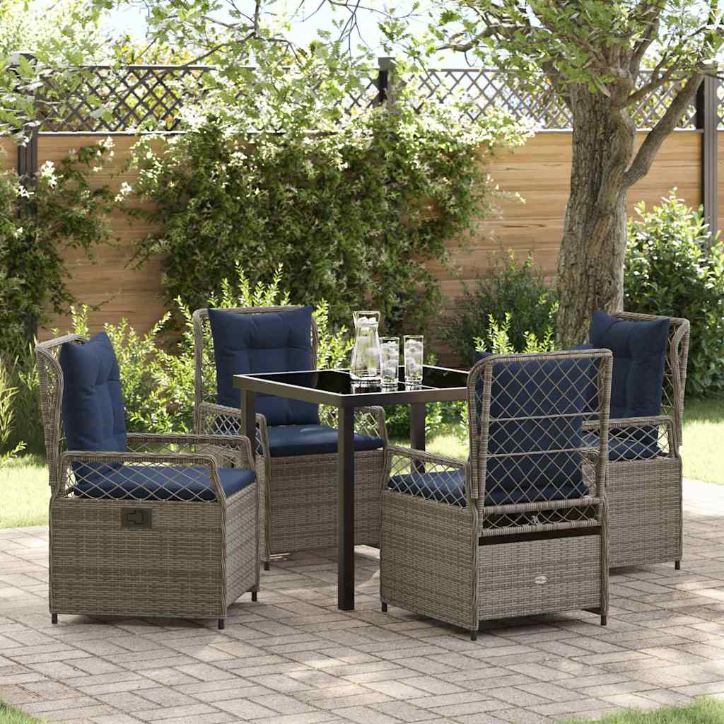 vidaXL Conjunto de Comedor de Jardín 5 uds. Gris ratán sintético