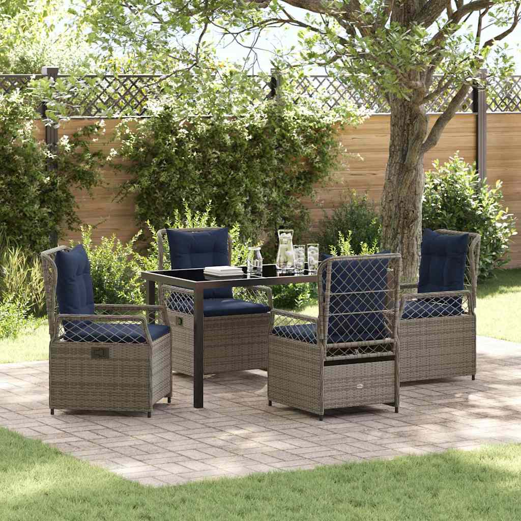 vidaXL Conjunto de Comedor de Jardín 5 uds. Gris ratán sintético