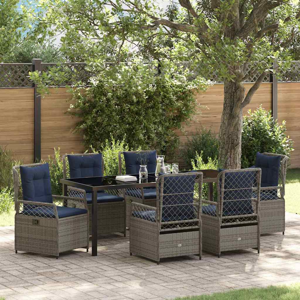 vidaXL Conjunto de Comedor de Jardín 7 uds. Gris ratán sintético
