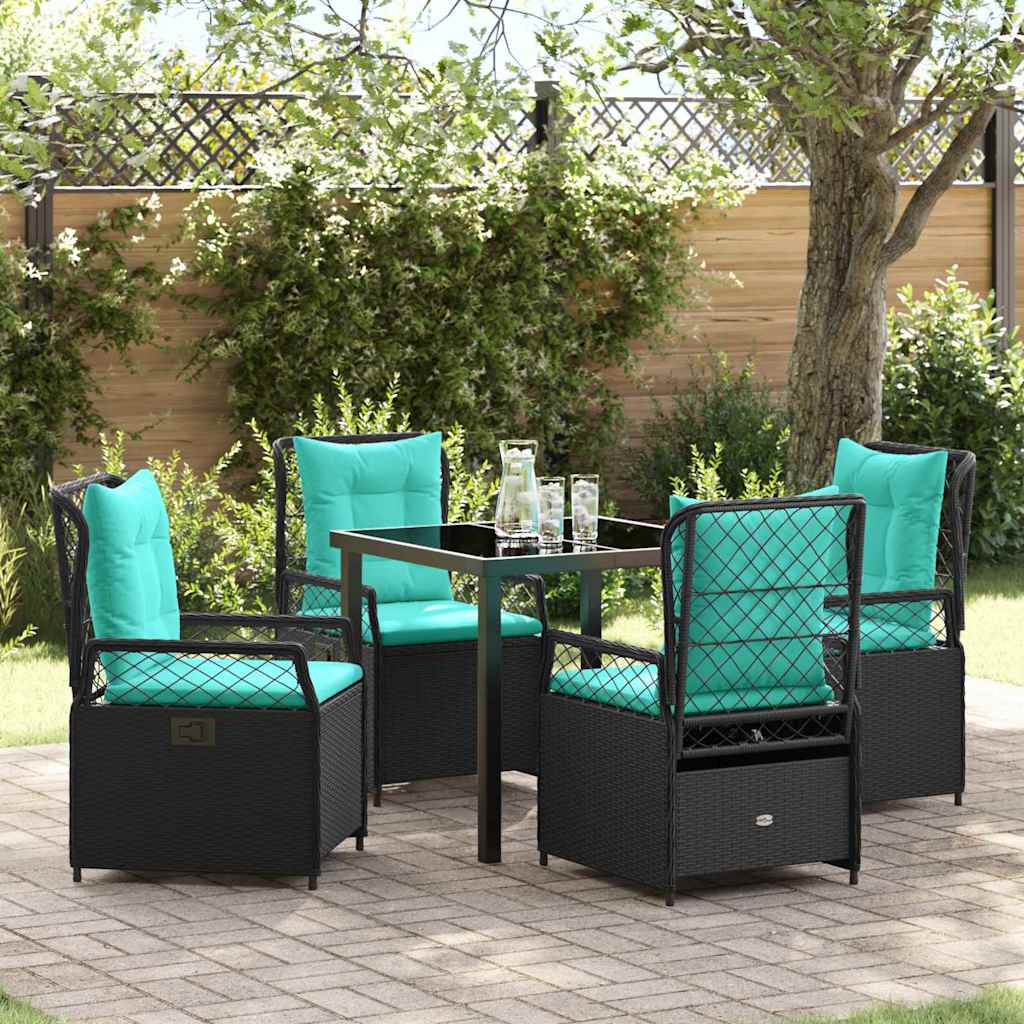 vidaXL Conjunto de Comedor de Jardín 5 uds. Negro ratán sintético