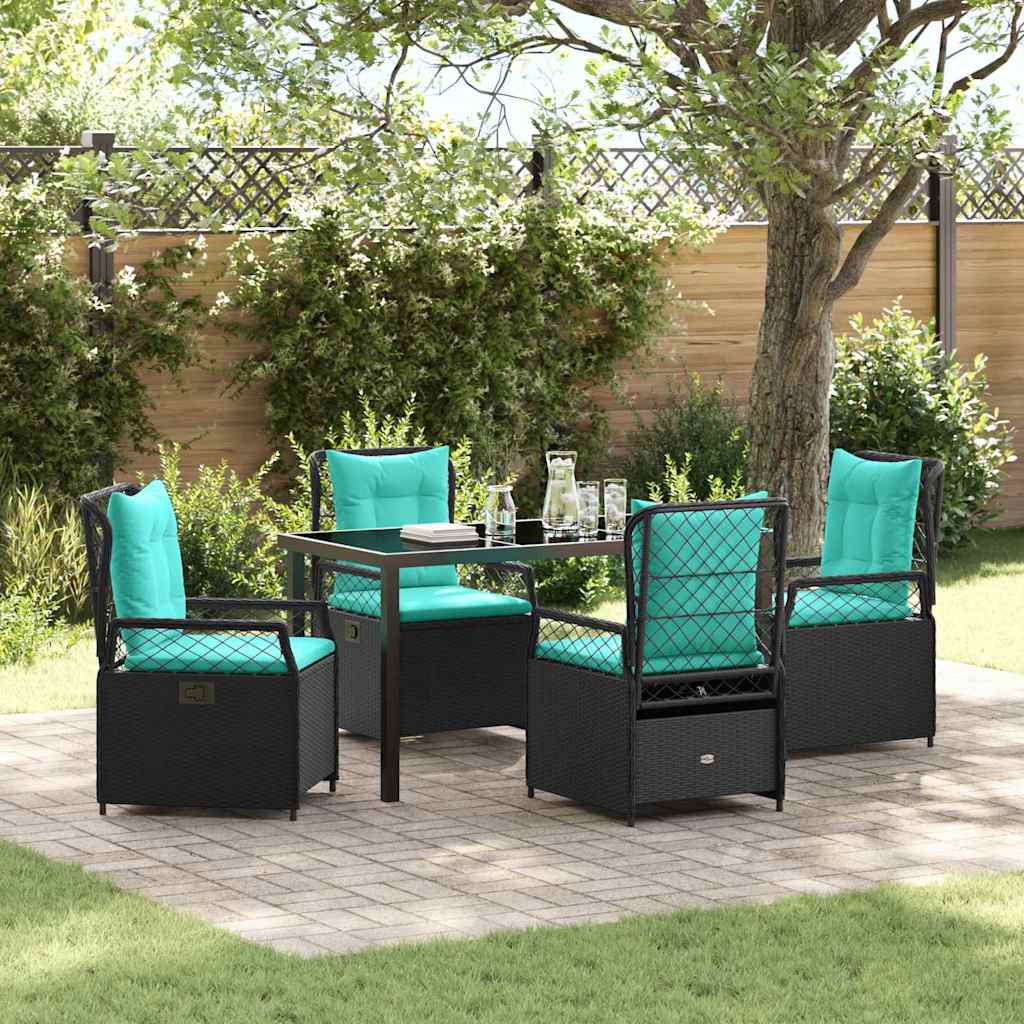 vidaXL Conjunto de Comedor de Jardín 5 uds. Negro ratán sintético