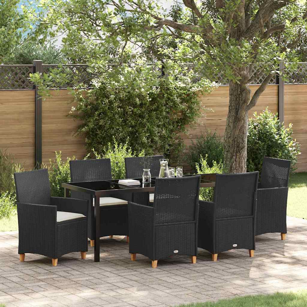 vidaXL Conjunto de Comedor de Jardín 7 uds. Negro ratán sintético