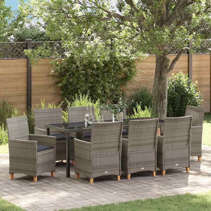 vidaXL Conjunto de Comedor de Jardín 9 uds. Gris ratán sintético