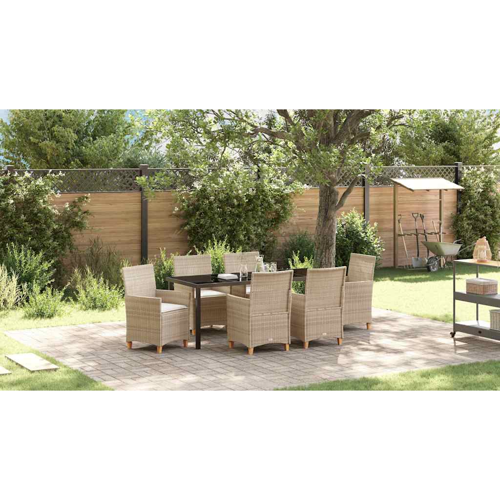 vidaXL Conjunto de Comedor de Jardín 7 uds. Beige ratán sintético