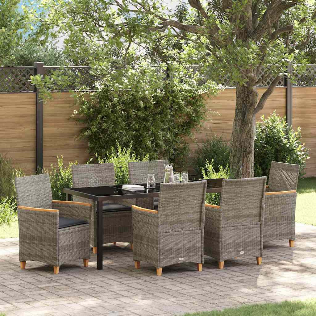 vidaXL Conjunto de Comedor de Jardín 7 uds. Gris ratán sintético