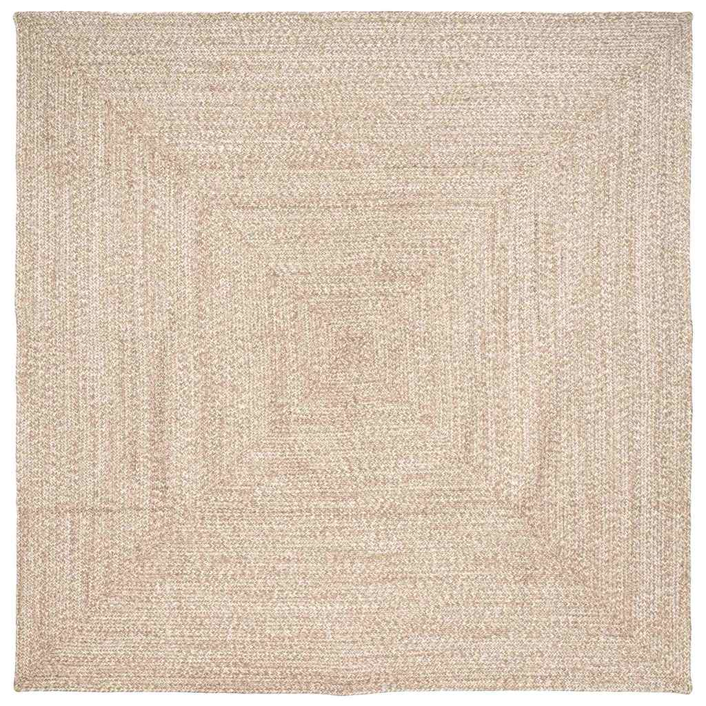 vidaXL Alfombra de área Natural y Blanco 240 x 240 cm yute